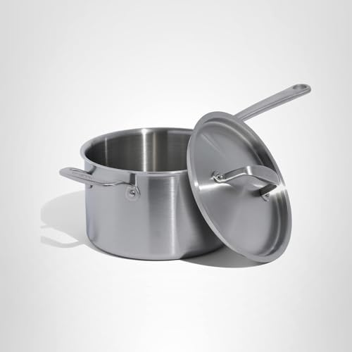 Made In 4 Quart Stainless Clad Saucepan: Professional 5-Ply Construction, Made in Italy for a Lifetime of Plastic-Free Cooking