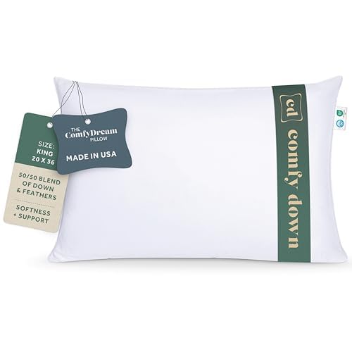 ComfyDown ComfyDream Pillow (King, 50% Down / 50% Feather, 100% Egyptian Cotton)