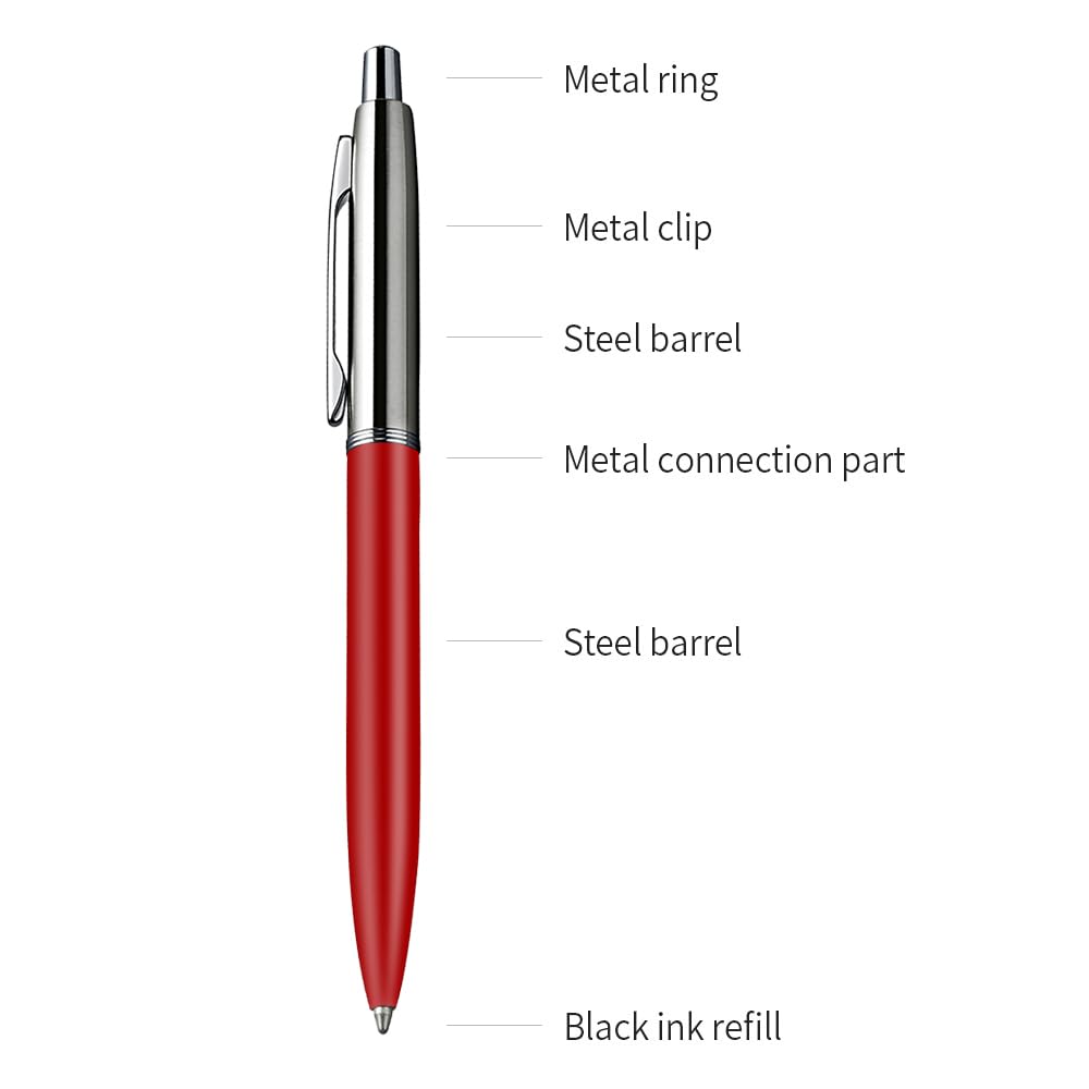 ChaoQ Stainless Steel Retractable Ballpoint Pens (6‑Pack, with 12 Refills) | TRUE Shift Durable Metal Pens