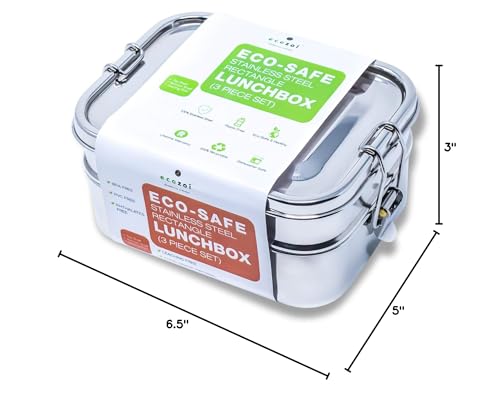 ecozoi 3‑in‑1 Leak‑Proof Stainless Steel Bento Lunch Box | TRUE Shift Reusable Metal Food Container