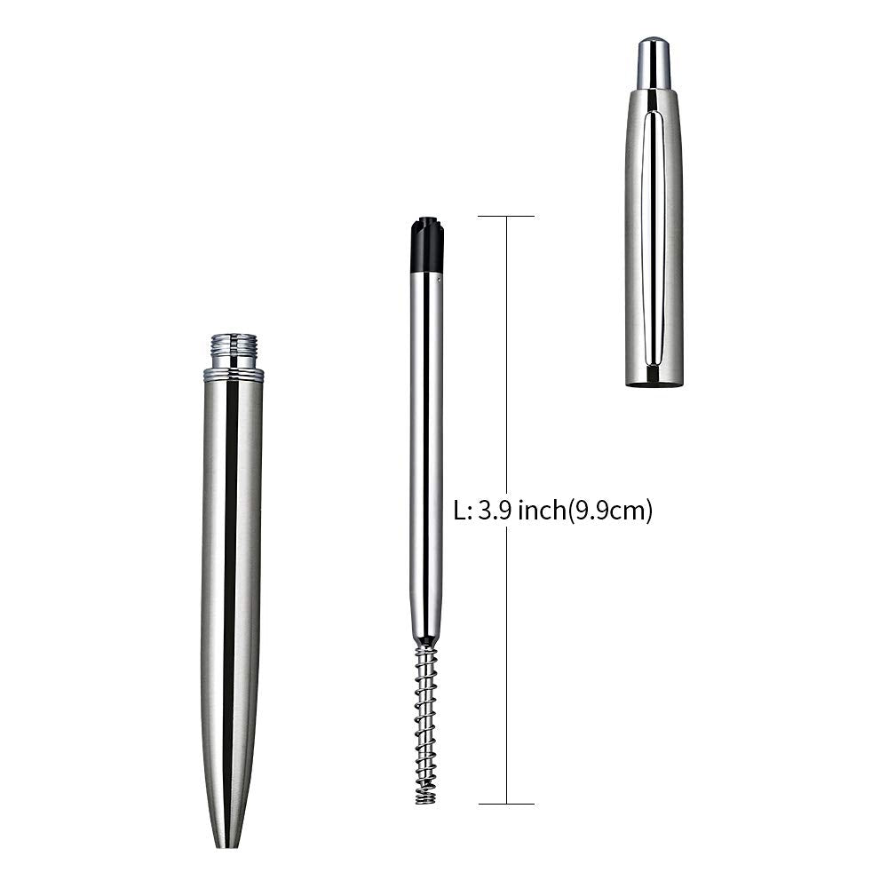 ChaoQ Stainless Steel Retractable Ballpoint Pens (6‑Pack, with 12 Refills) | TRUE Shift Durable Metal Pens