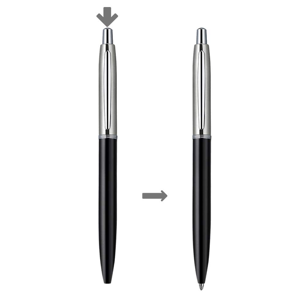 ChaoQ Stainless Steel Retractable Ballpoint Pens (6‑Pack, with 12 Refills) | TRUE Shift Durable Metal Pens