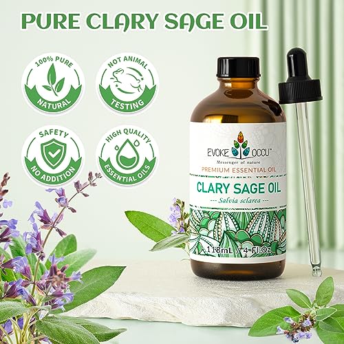 EVOKE OCCU: 100% Pure Clary Sage Essential Oil, 4oz