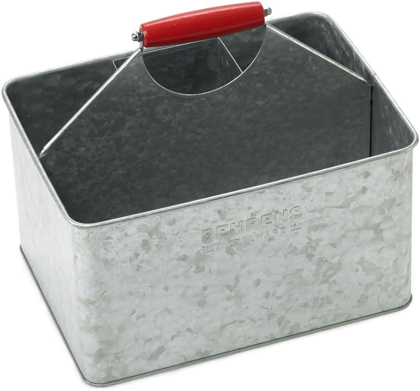 Behrens Galvi Cleaning Caddy – Galvanized Steel with Red Oak Handle, Plastic‑Free