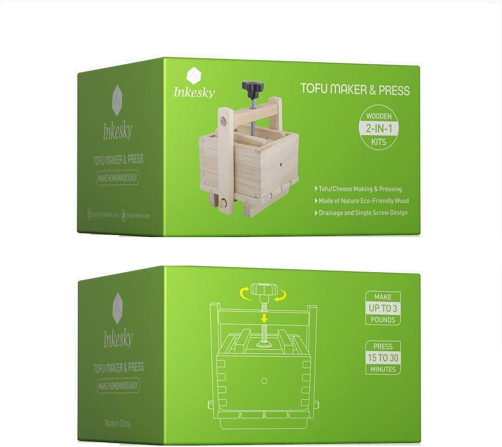 Inkesky Wooden Tofu & Cheese Maker | TRUE Shift Toxin‑Free Press Kit