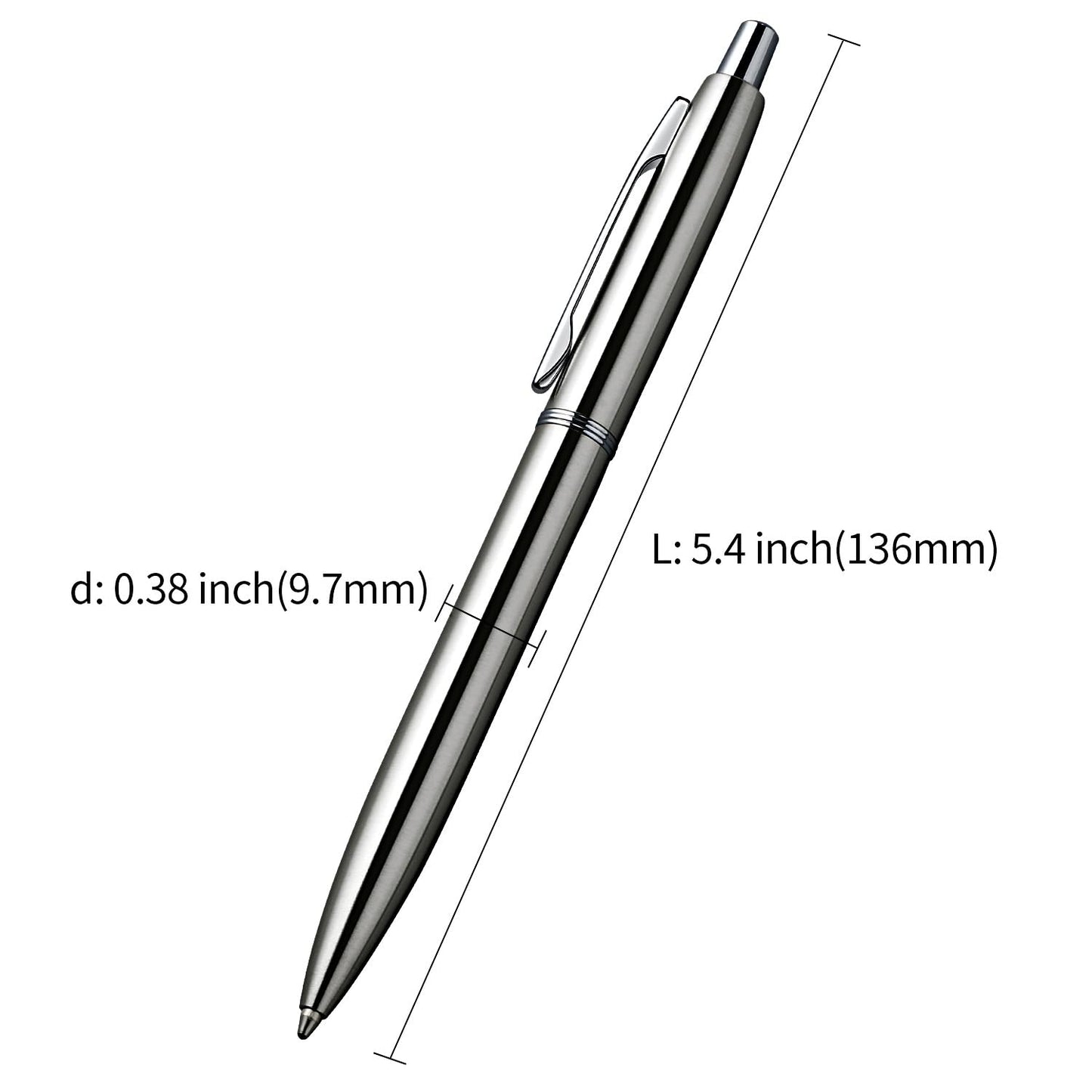 ChaoQ Stainless Steel Retractable Ballpoint Pens (6‑Pack, with 12 Refills) | TRUE Shift Durable Metal Pens