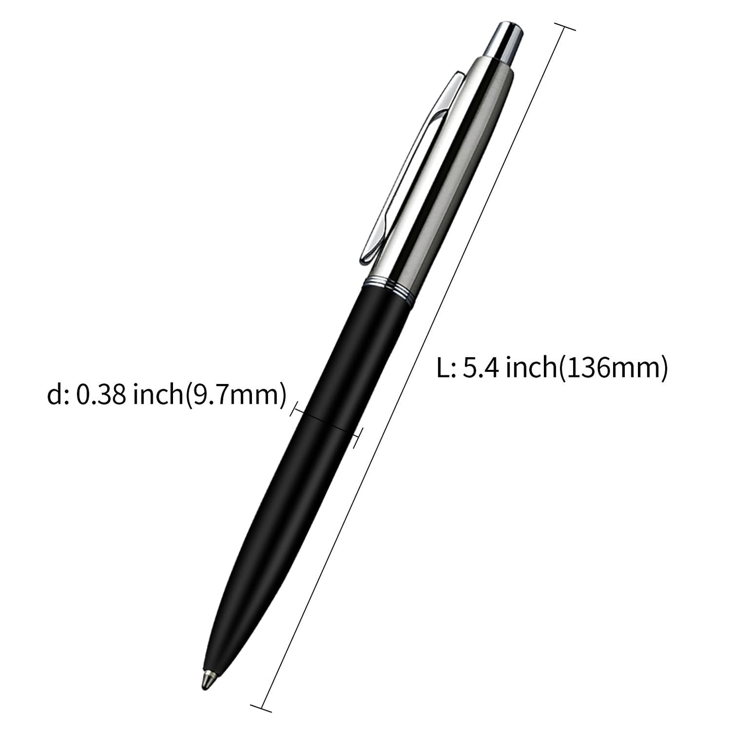 ChaoQ Stainless Steel Retractable Ballpoint Pens (6‑Pack, with 12 Refills) | TRUE Shift Durable Metal Pens