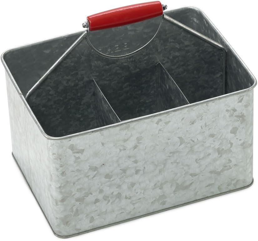 Behrens Galvi Cleaning Caddy – Galvanized Steel with Red Oak Handle, Plastic‑Free