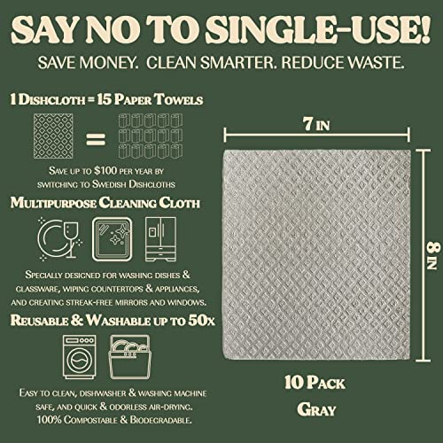 FEBU Swedish Dishcloths – 5 Pack Biodegradable Cotton‑Cellulose Cleaning Cloths