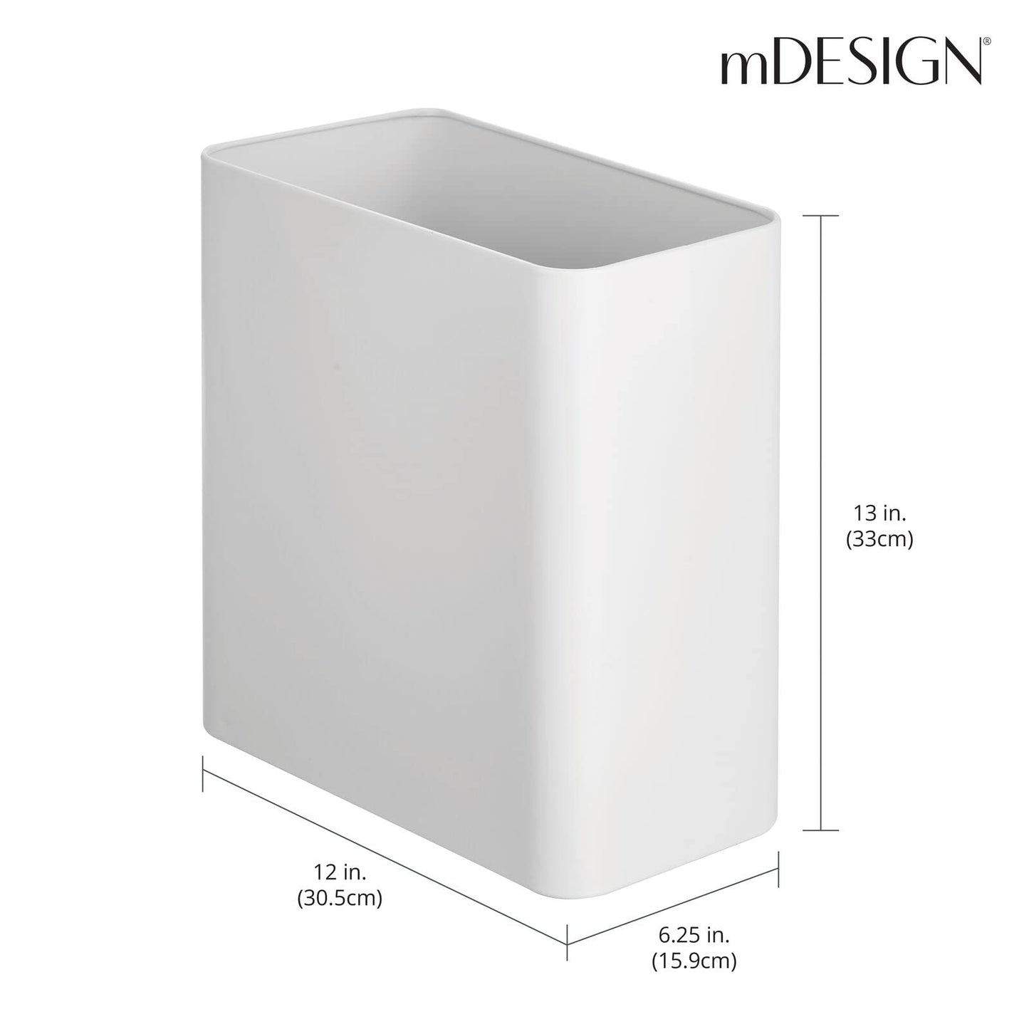 mDesign Slim Stainless Steel Wastebasket (2.6 Gal) | TRUE Shift Plastic‑Free Trash Bin