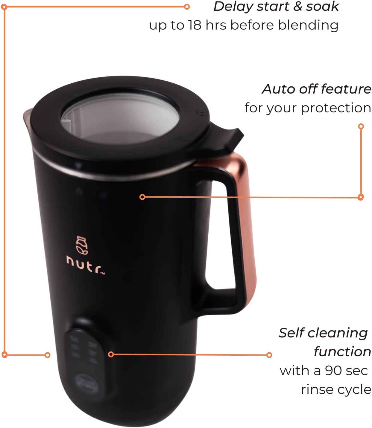 NUTR Automatic Nut Milk Maker | TRUE Shift Stainless Plant‑Milk Machine (Single-Serve)