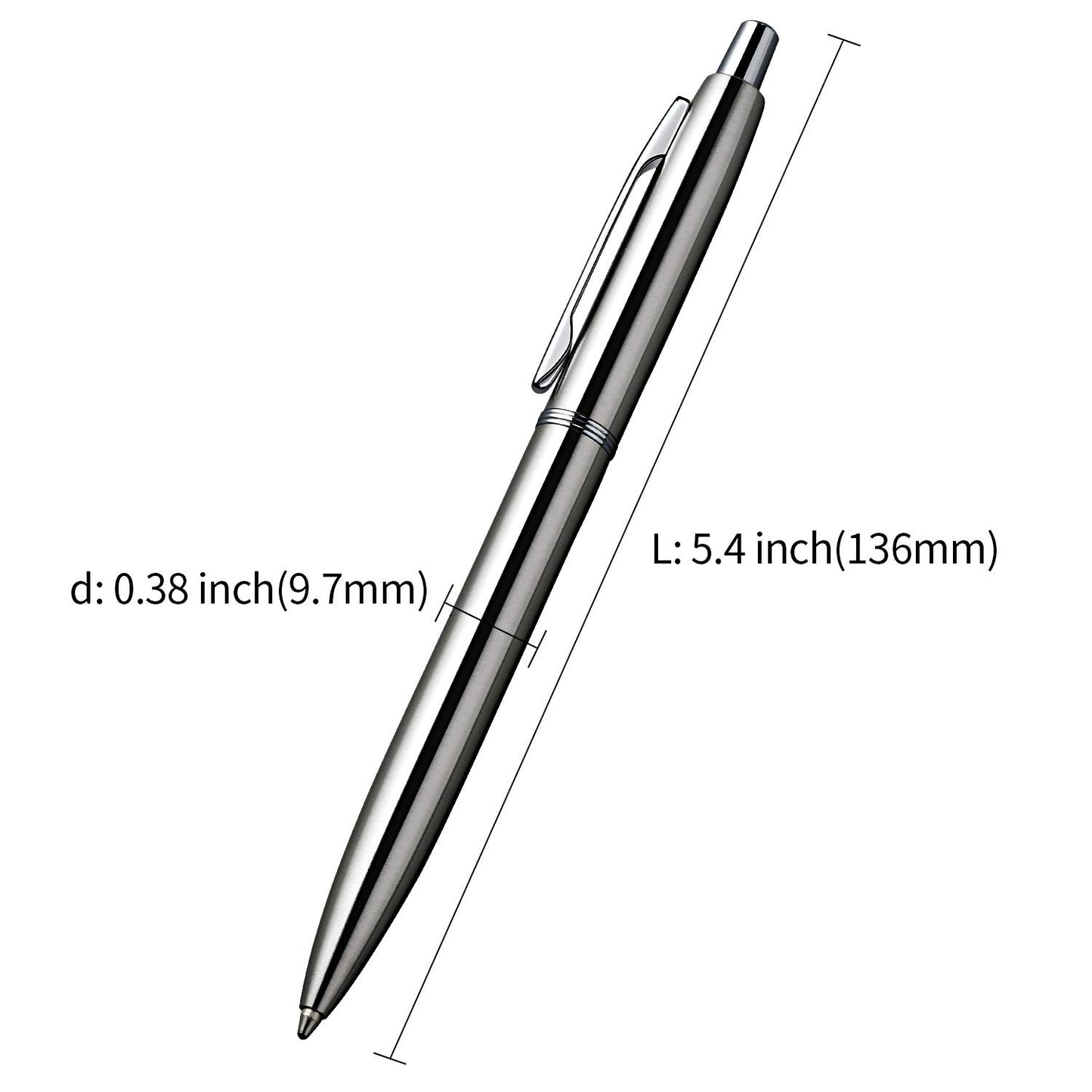 ChaoQ Stainless Steel Retractable Ballpoint Pens (6‑Pack, with 12 Refills) | TRUE Shift Durable Metal Pens