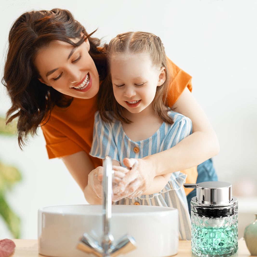 Malachi Diamond-Patterned Glass Foaming Soap Dispenser