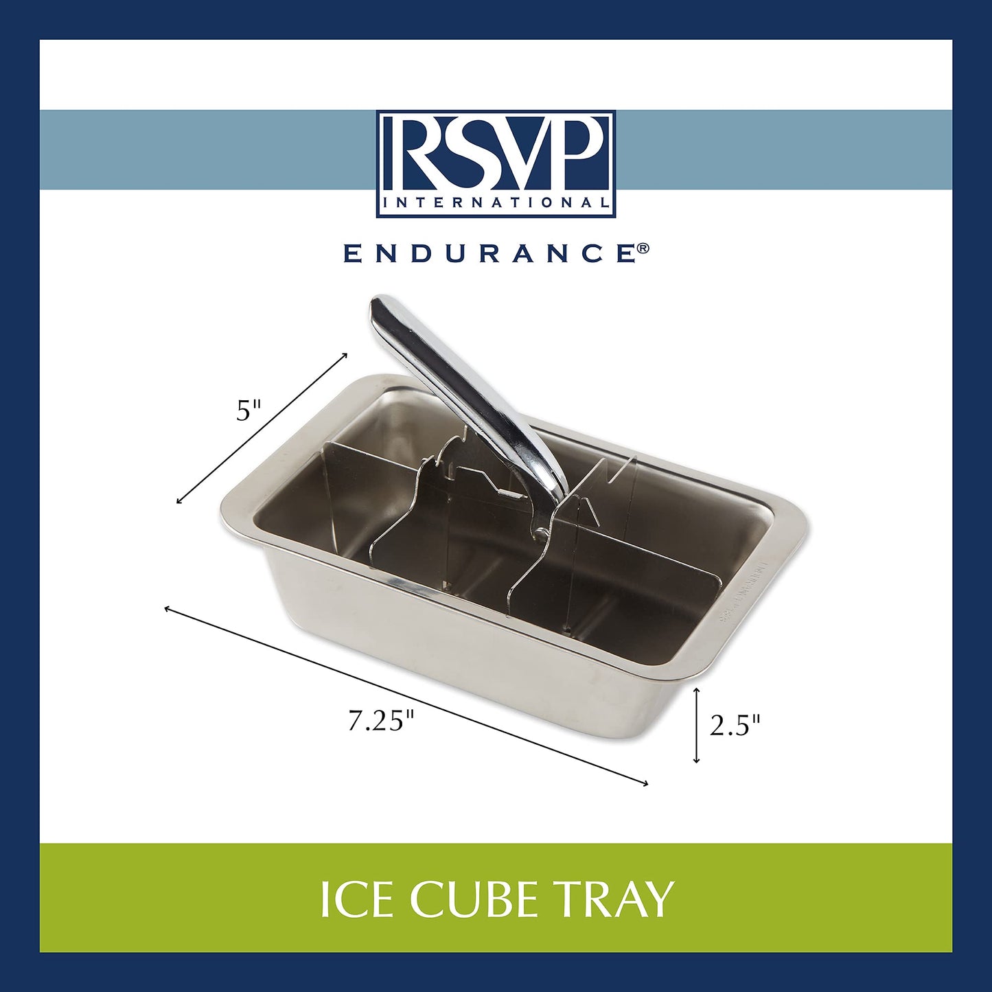 RSVP International Endurance Ice Cube Tray – Vintage-Inspired Stainless Steel, Plastic-Free