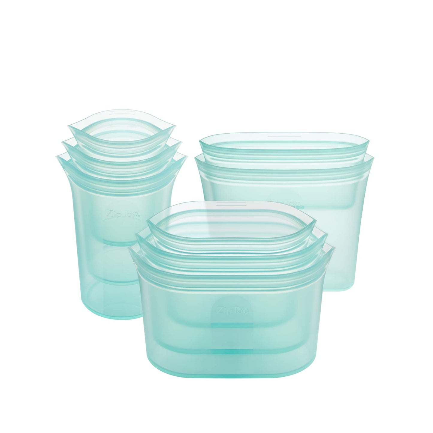 Zip Top 100% Silicone Reusable Food Storage Set (8‑Piece, Teal) | TRUE Shift Zero‑Plastic Meal Prep Set