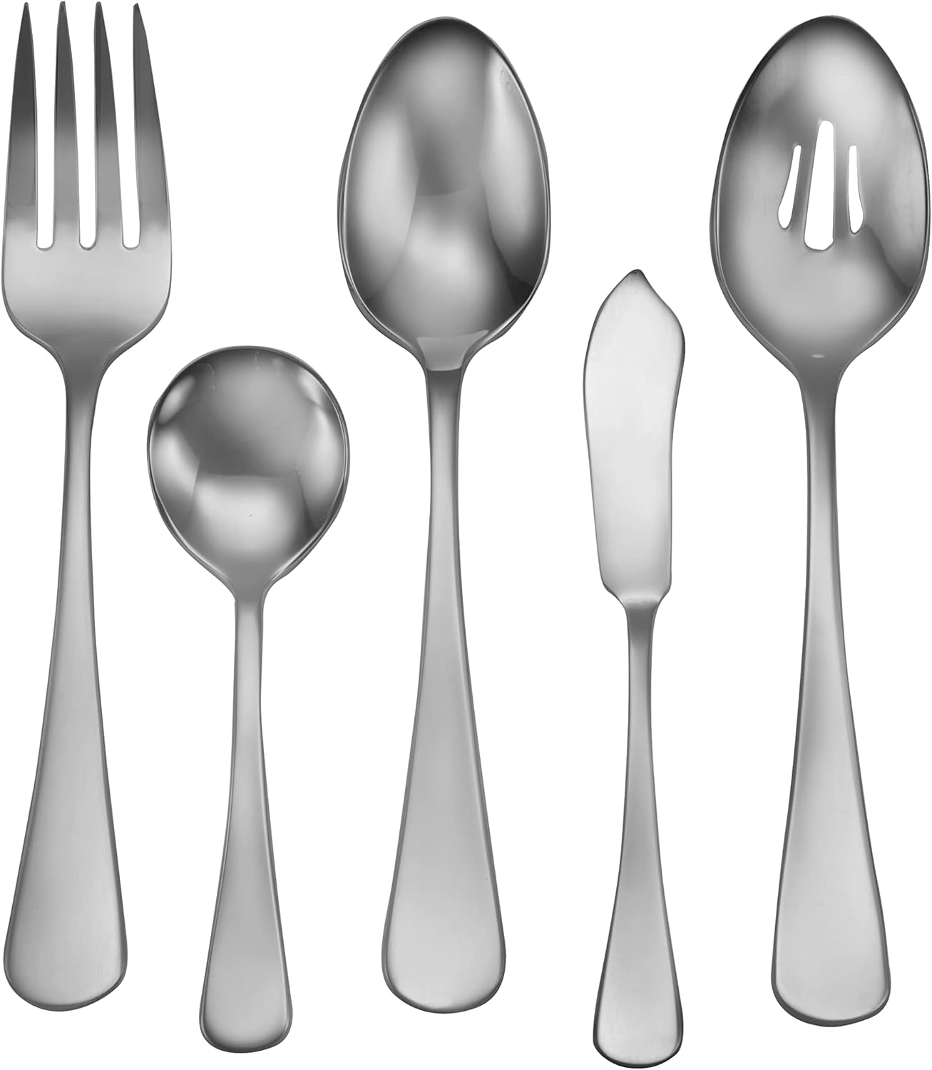 TRUE Shift Satin Annapolis 45‑Piece Flatware Set | Non‑Toxic Stainless, Made in USA