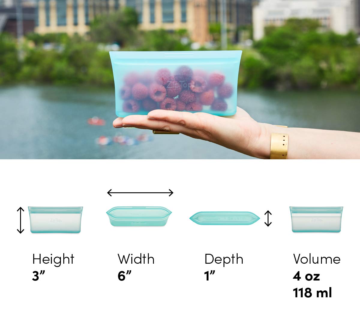 Zip Top 100% Silicone Reusable Food Storage Set (8‑Piece, Teal) | TRUE Shift Zero‑Plastic Meal Prep Set