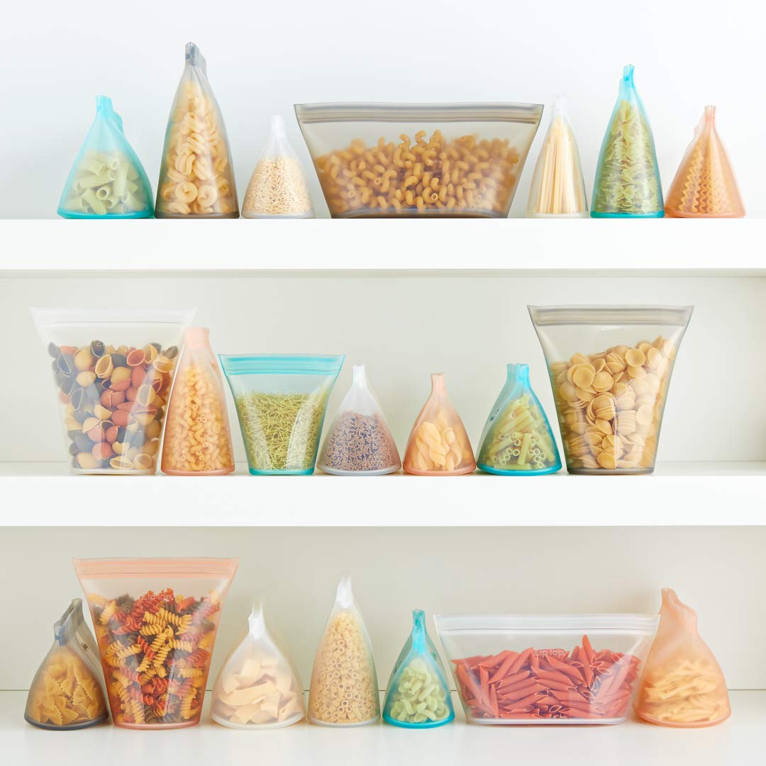 Zip Top 100% Silicone Reusable Food Storage Set (8‑Piece, Teal) | TRUE Shift Zero‑Plastic Meal Prep Set