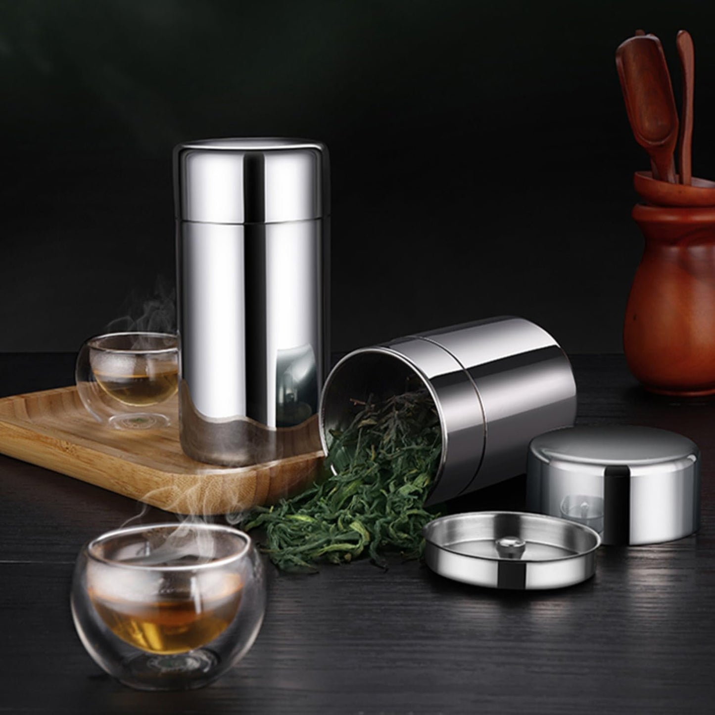 AUNMAS 550 ml Tea or Coffee Canister | TRUE Shift Airtight Stainless Storage