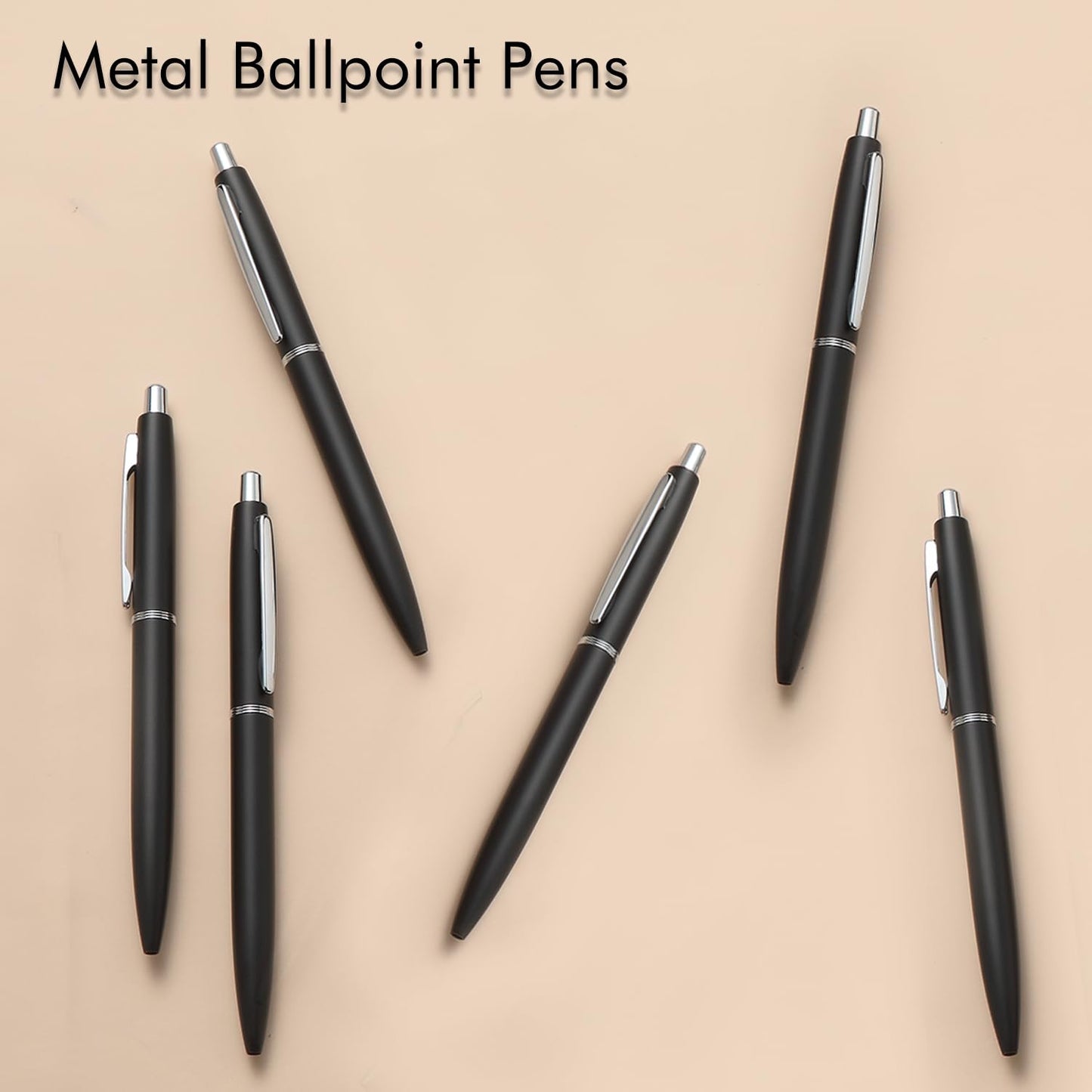 ChaoQ Stainless Steel Retractable Ballpoint Pens (6‑Pack, with 12 Refills) | TRUE Shift Durable Metal Pens