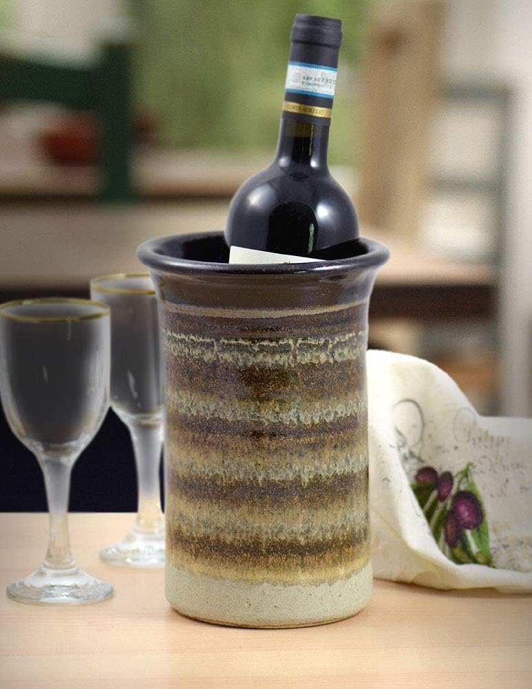 Stoneware Utensil Holder Jar – Mocha Cream, Handmade & Plastic‑Free