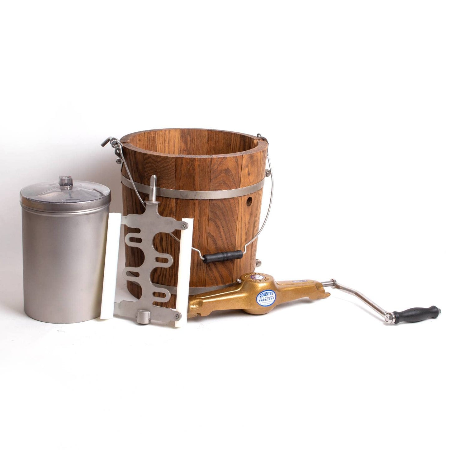 Lehman’s Amish Ice Cream Maker | TRUE Shift Hand‑Crank Freezer (Stainless Steel & Oak)