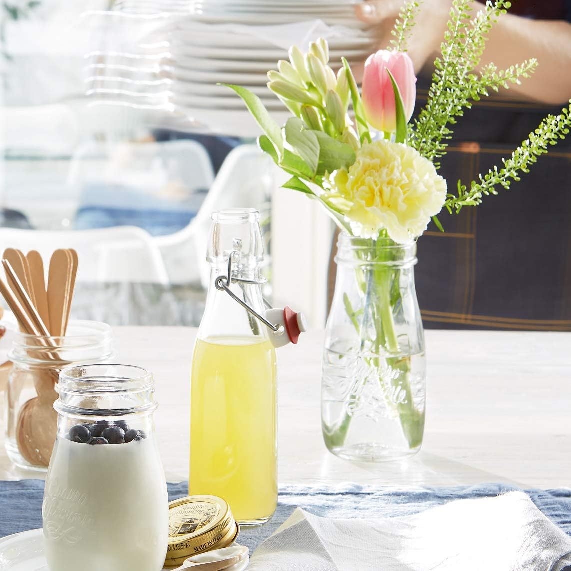 Bormioli Rocco 8.5 oz Swing Top Bottles (Set of 6) | TRUE Shift Plastic‑Free Glass Storage