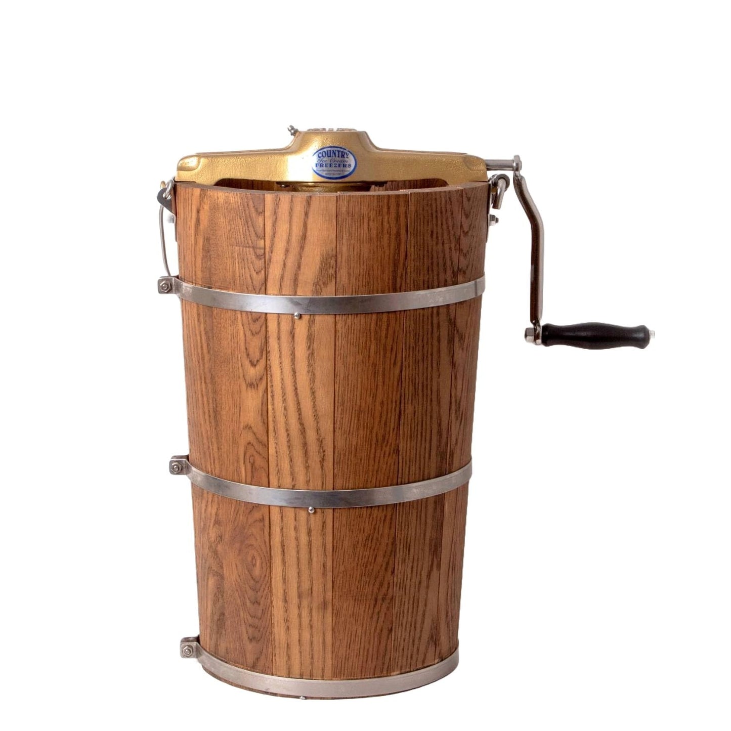 Lehman’s Amish Ice Cream Maker | TRUE Shift Hand‑Crank Freezer (Stainless Steel & Oak)