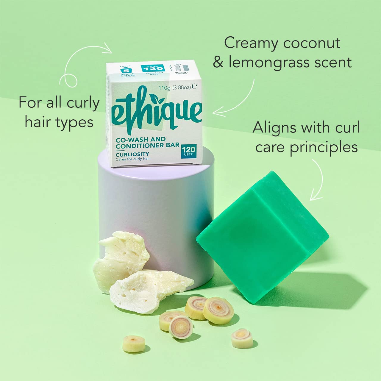 Plastic-Free Curl Conditioner Bar, Vegan & Silicone-Free – Ethique