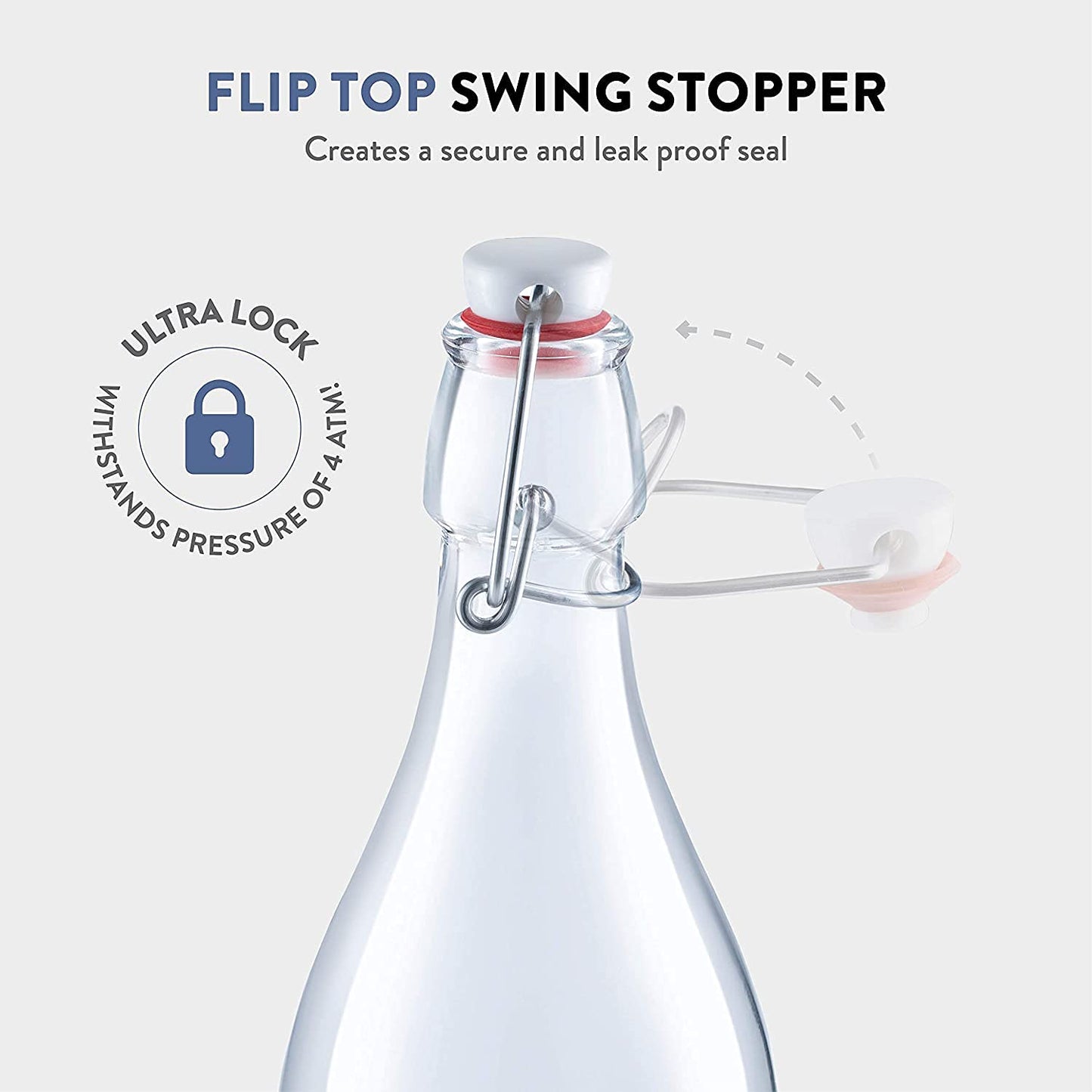Bormioli Rocco Giara Swing Top Bottles (1 L, 6 Pack) | TRUE Shift Glass Beverage Storage