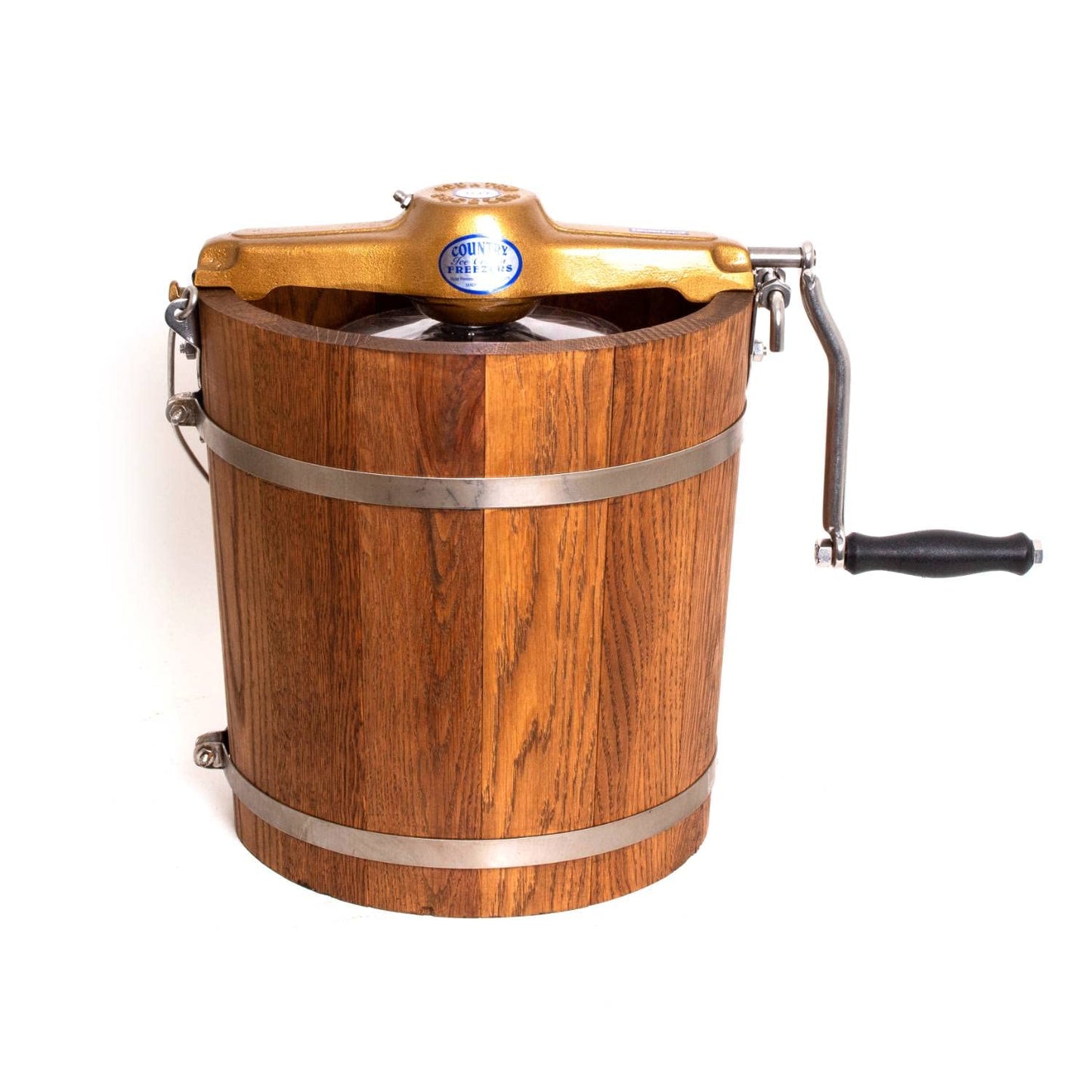 Lehman’s Amish Ice Cream Maker | TRUE Shift Hand‑Crank Freezer (Stainless Steel & Oak)