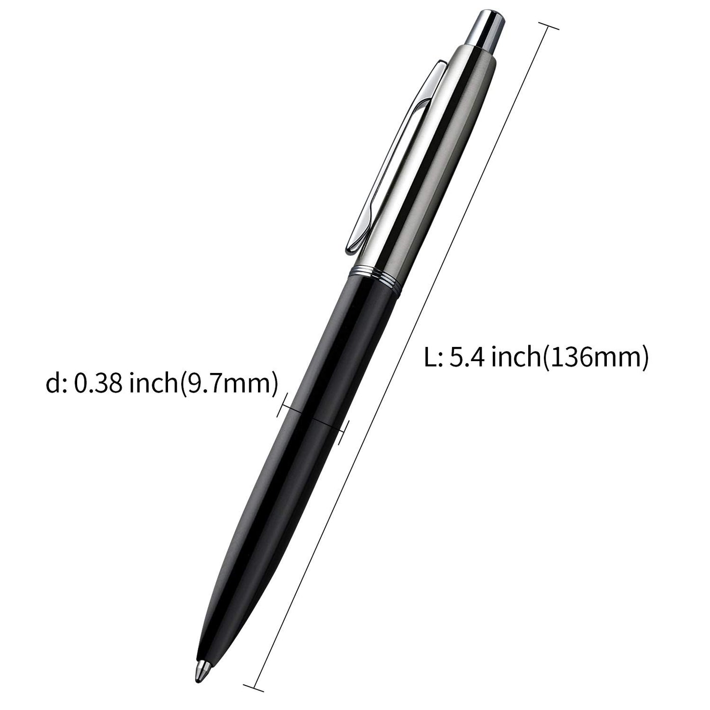 ChaoQ Stainless Steel Retractable Ballpoint Pens (6‑Pack, with 12 Refills) | TRUE Shift Durable Metal Pens