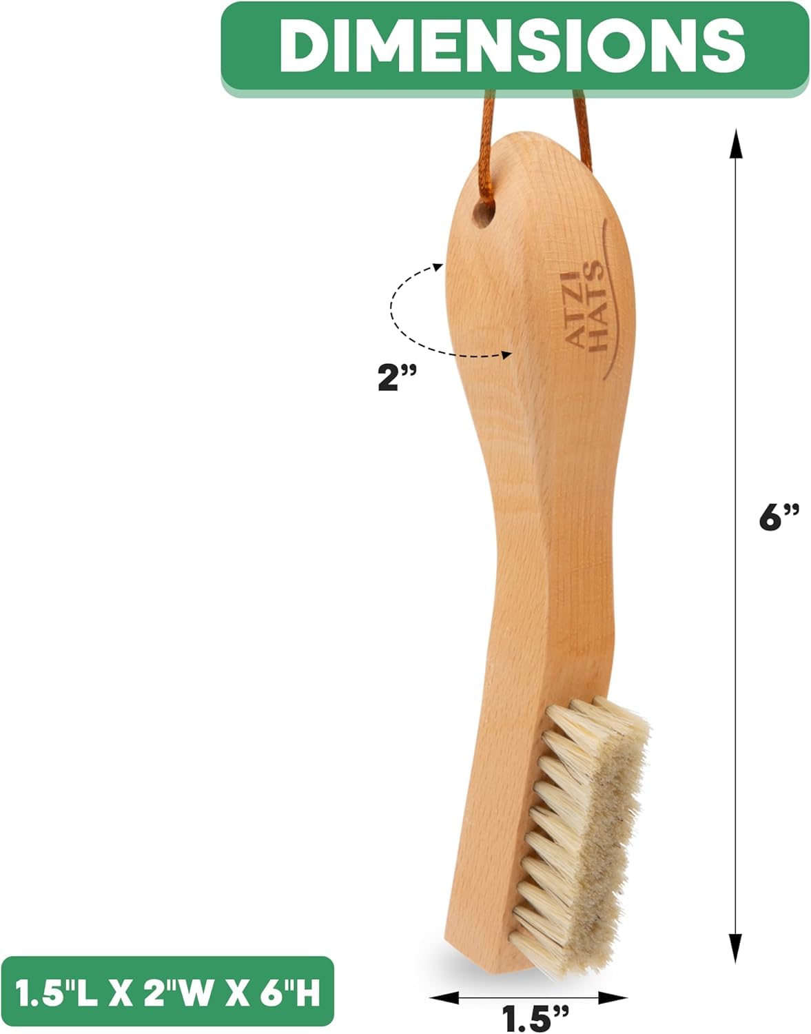 Atzi Hats Natural White Boar Bristle Laundry & Stain Scrubber