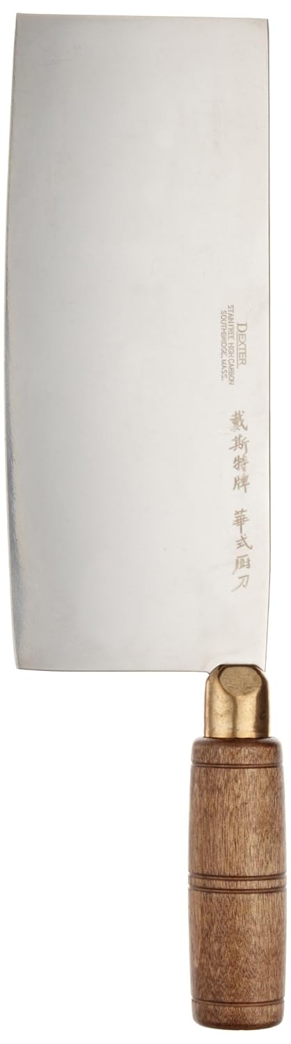 Knife with wooden handle and metal blade on a white background