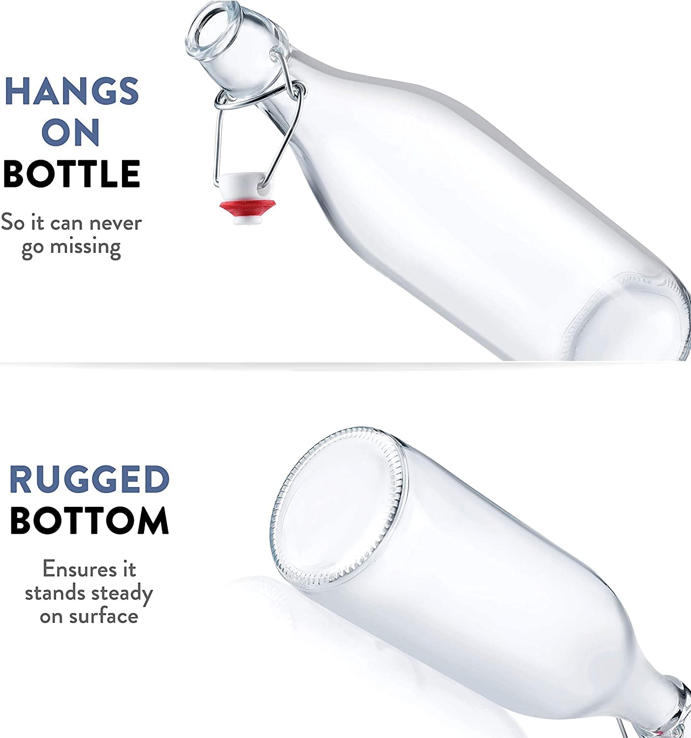 Bormioli Rocco Giara Swing Top Bottles (1 L, 6 Pack) | TRUE Shift Glass Beverage Storage