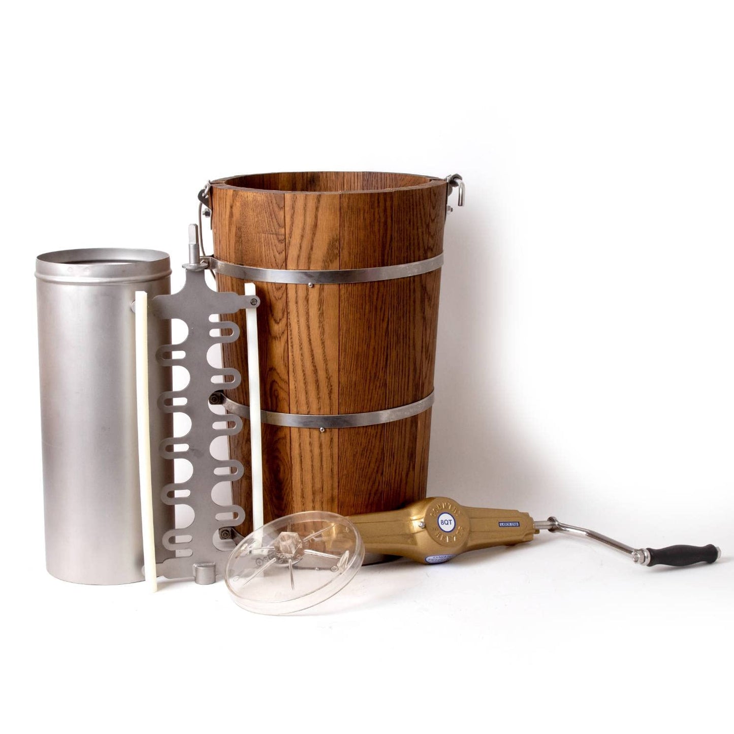 Lehman’s Amish Ice Cream Maker | TRUE Shift Hand‑Crank Freezer (Stainless Steel & Oak)