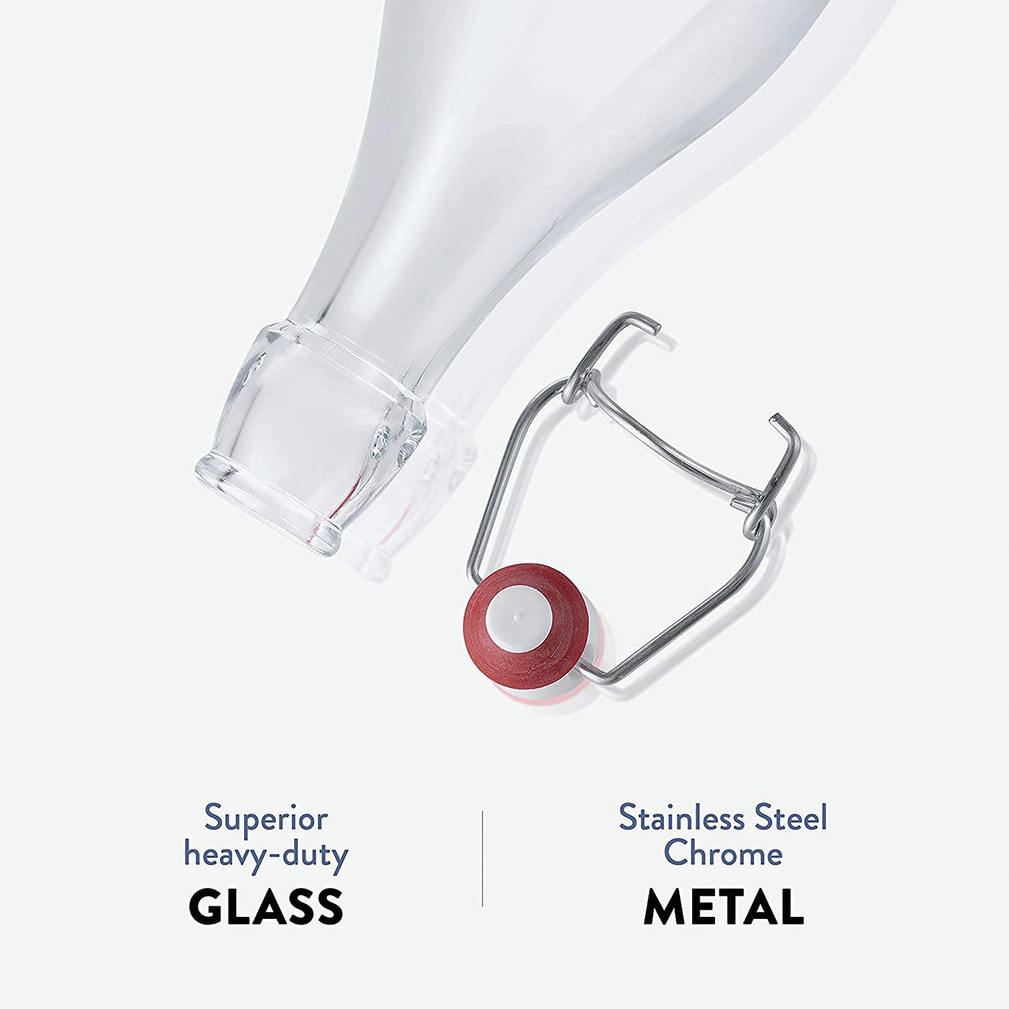 Bormioli Rocco Giara Swing Top Bottles (1 L, 6 Pack) | TRUE Shift Glass Beverage Storage