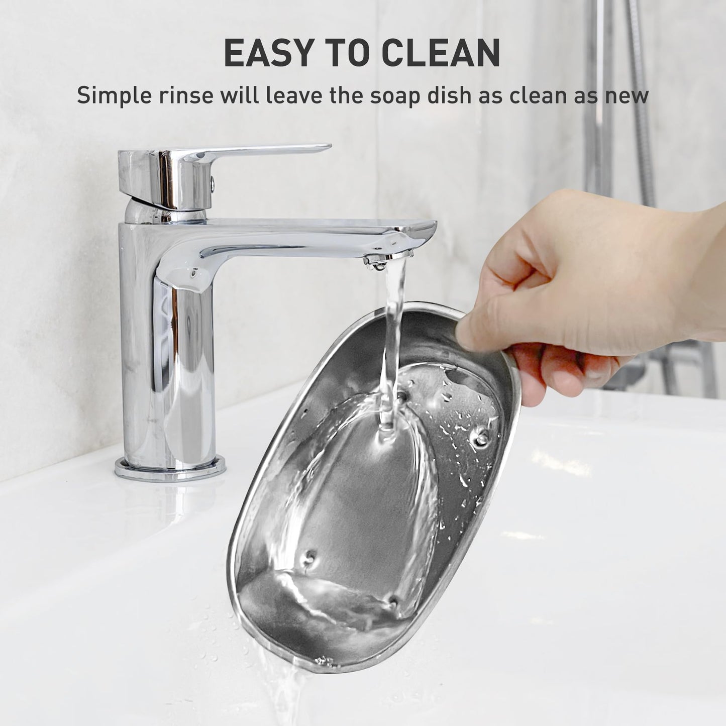 Stainless Steel Soap Dish with Drain Tray | TRUE Shift 304‑Grade Soap Saver