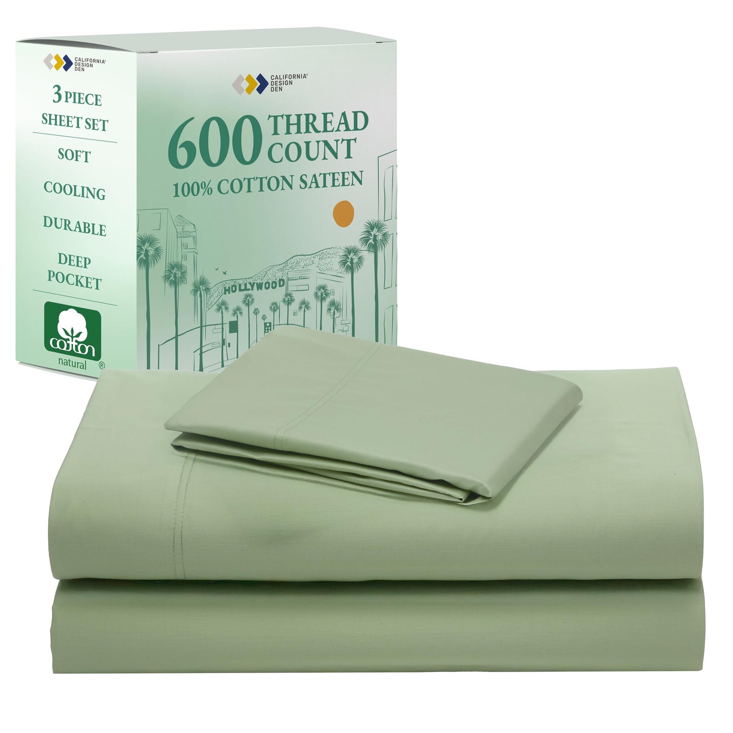 California Design Den 600‑Thread Cotton Sheets | TRUE Shift 4‑Pc Cal King Set
