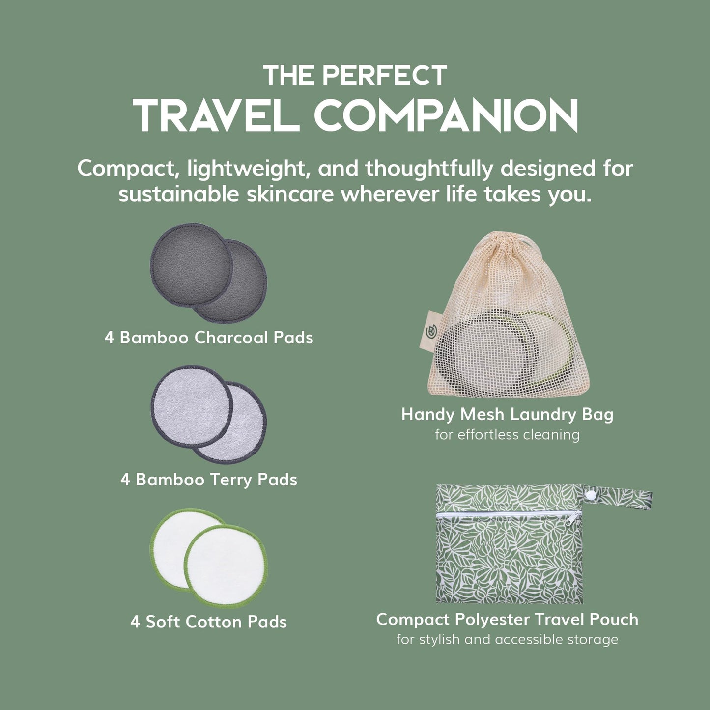 Greenzla Reusable Makeup Remover Pads – 100% Bamboo Cotton & Zero-Waste Set