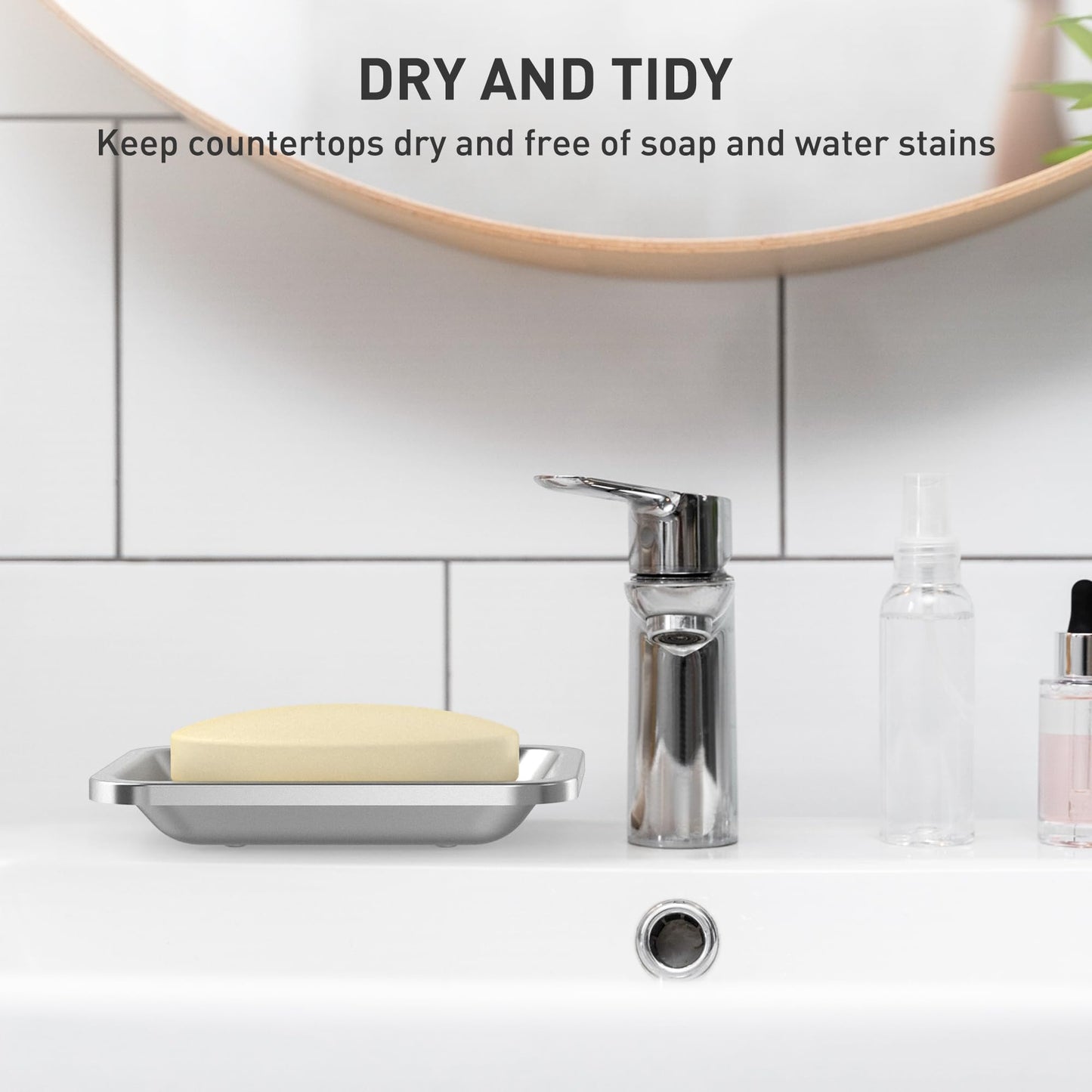 Stainless Steel Soap Dish with Drain Tray | TRUE Shift 304‑Grade Soap Saver