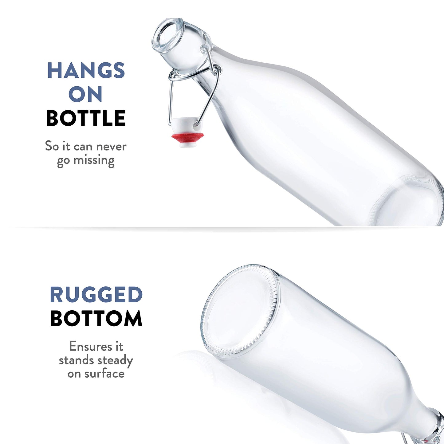 Bormioli Rocco Giara Swing Top Bottles (1 L, 6 Pack) | TRUE Shift Glass Beverage Storage