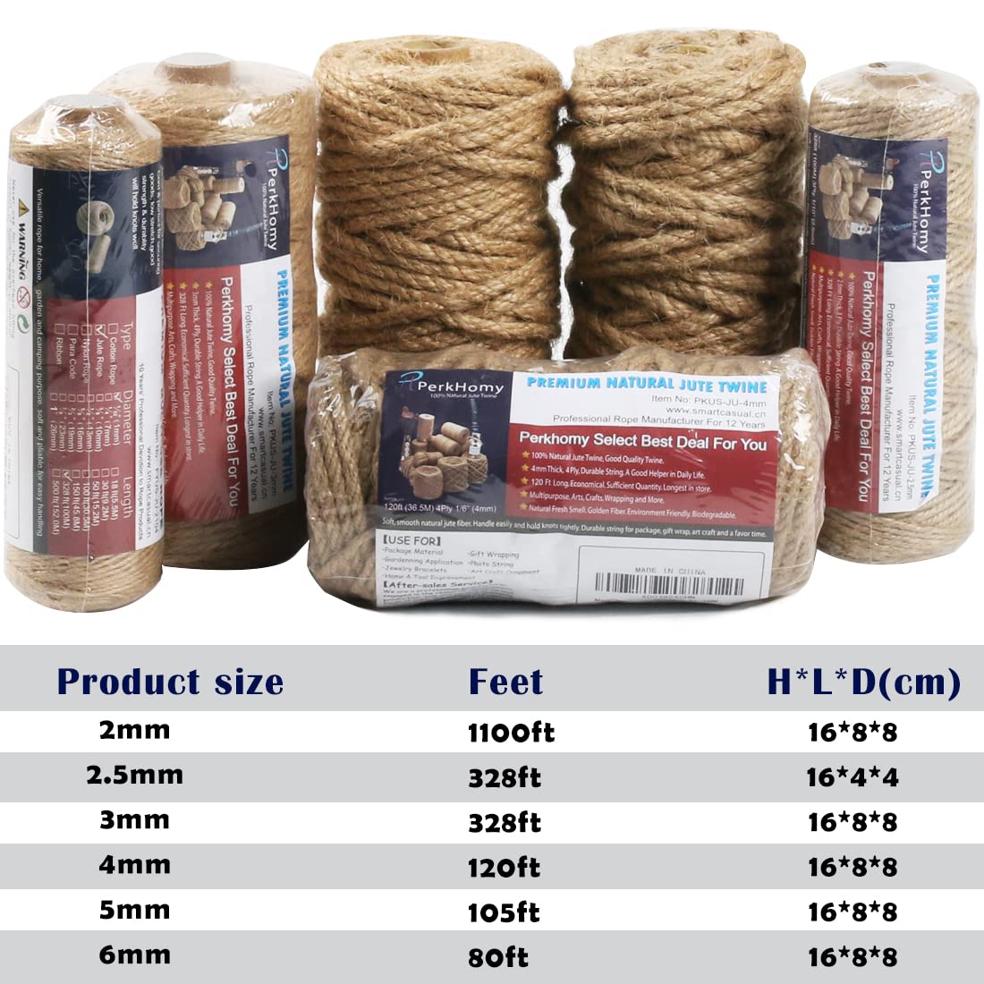 PH PERKHOMY: Natural Jute Twine String – 3 - Ply Rope for Crafting, Gardening & Gift Wrapping (600 Ft) - The Tribalist
