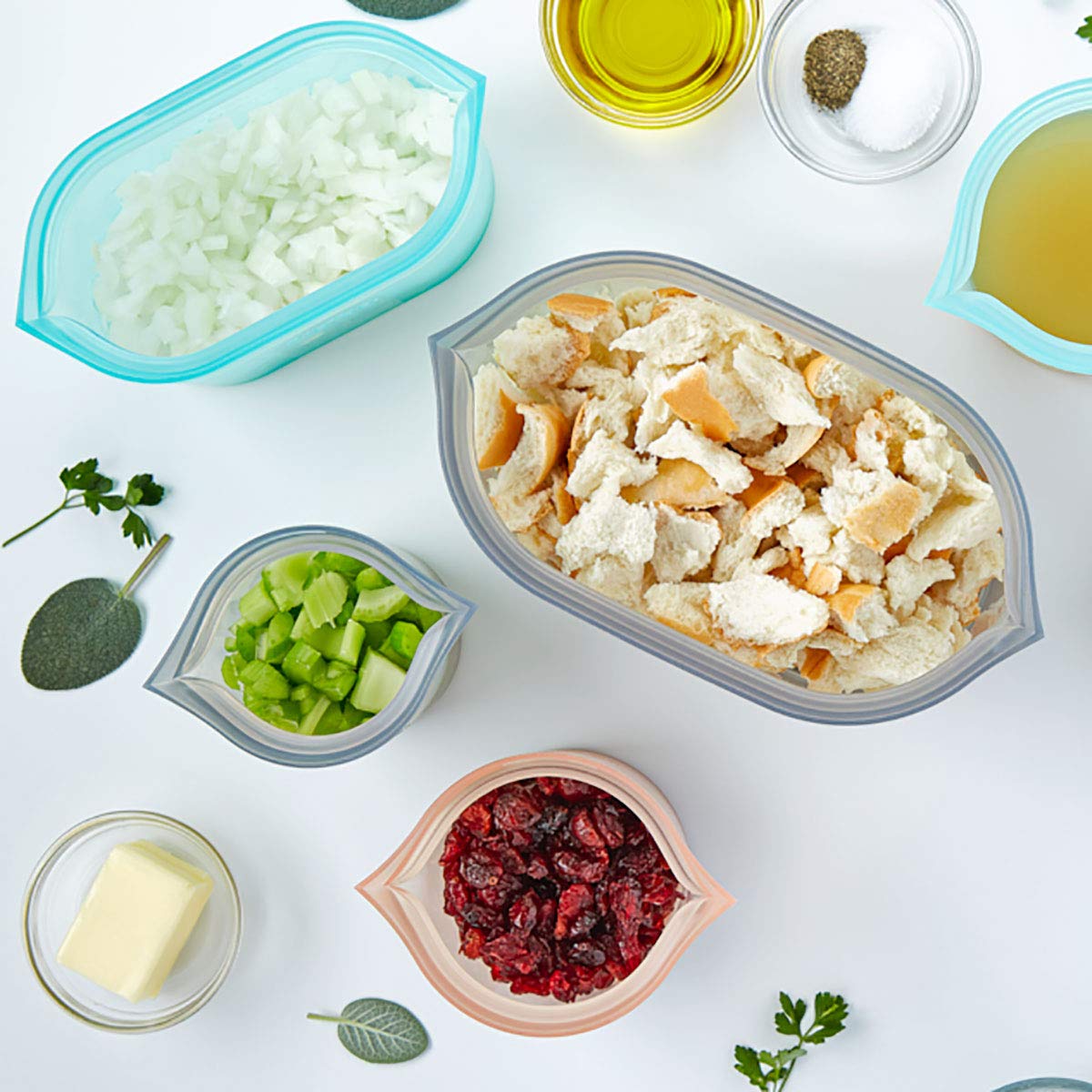 Zip Top 100% Silicone Reusable Food Storage Set (8‑Piece, Teal) | TRUE Shift Zero‑Plastic Meal Prep Set