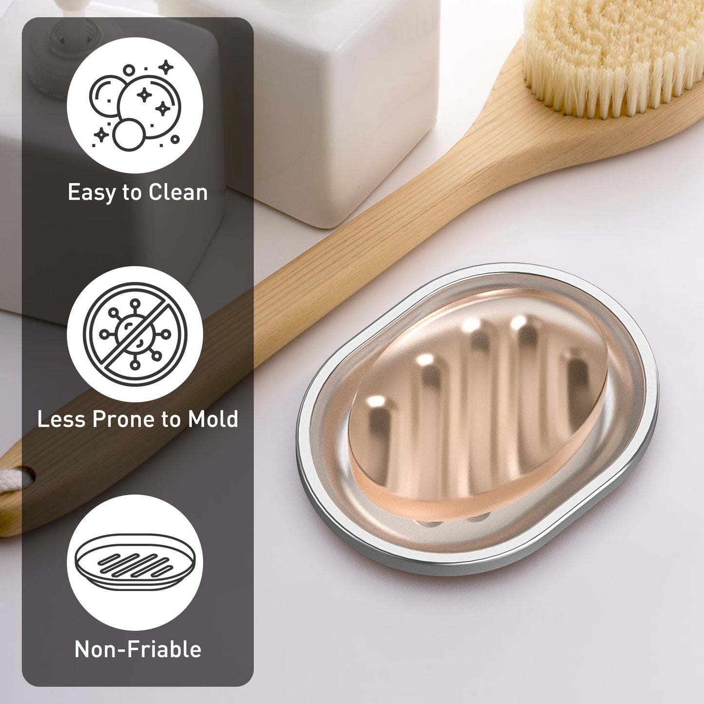 Stainless Steel Soap Dish with Drain Tray | TRUE Shift 304‑Grade Soap Saver