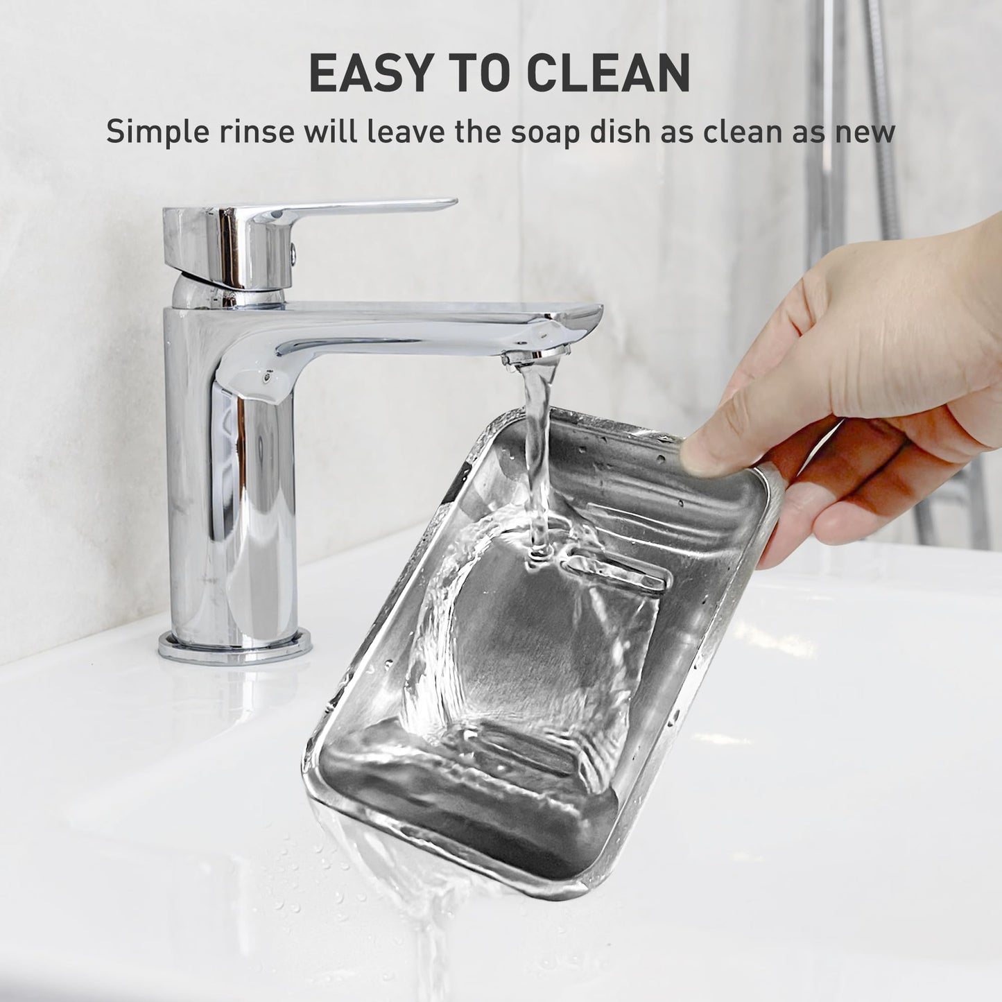 Stainless Steel Soap Dish with Drain Tray | TRUE Shift 304‑Grade Soap Saver