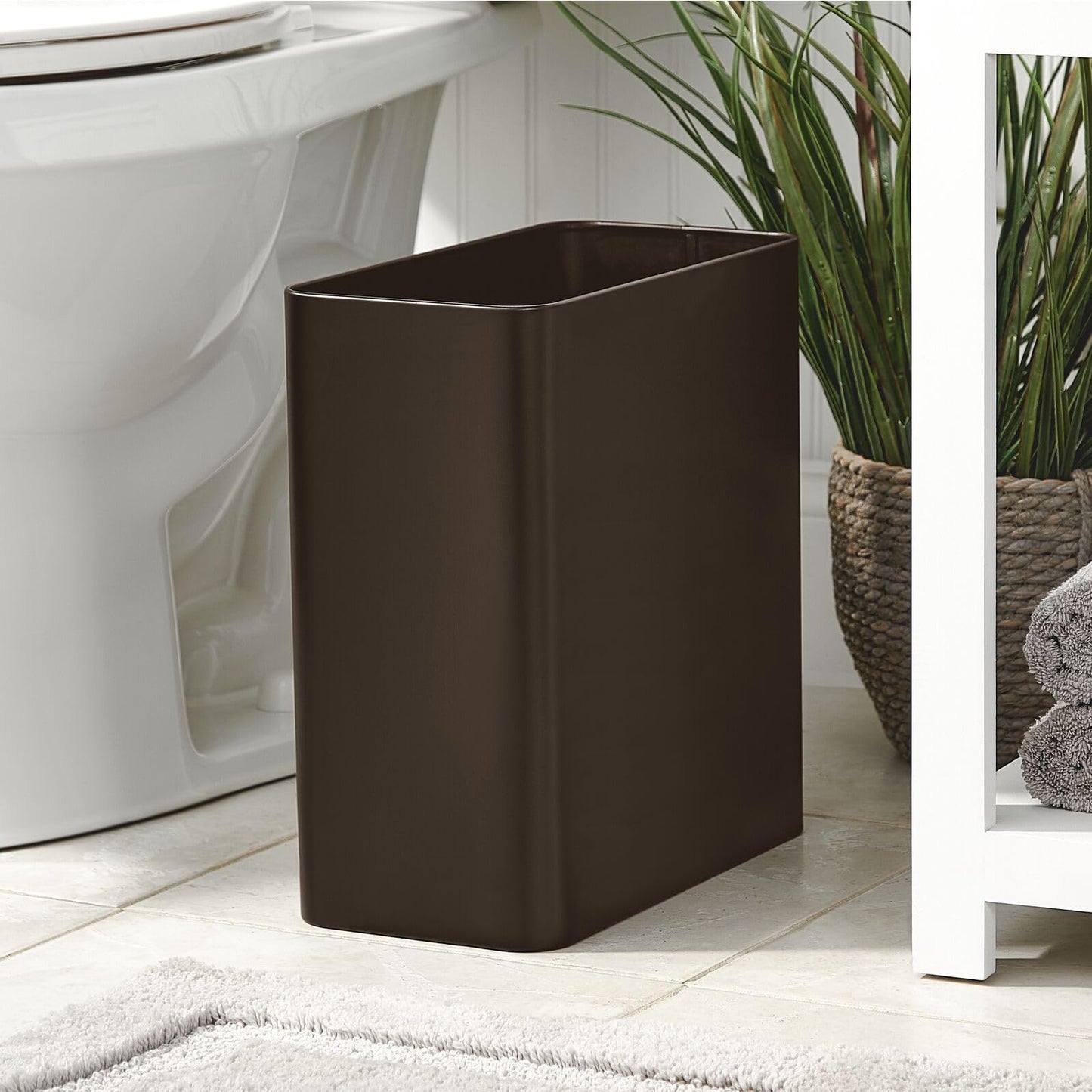 mDesign Slim Stainless Steel Wastebasket (2.6 Gal) | TRUE Shift Plastic‑Free Trash Bin