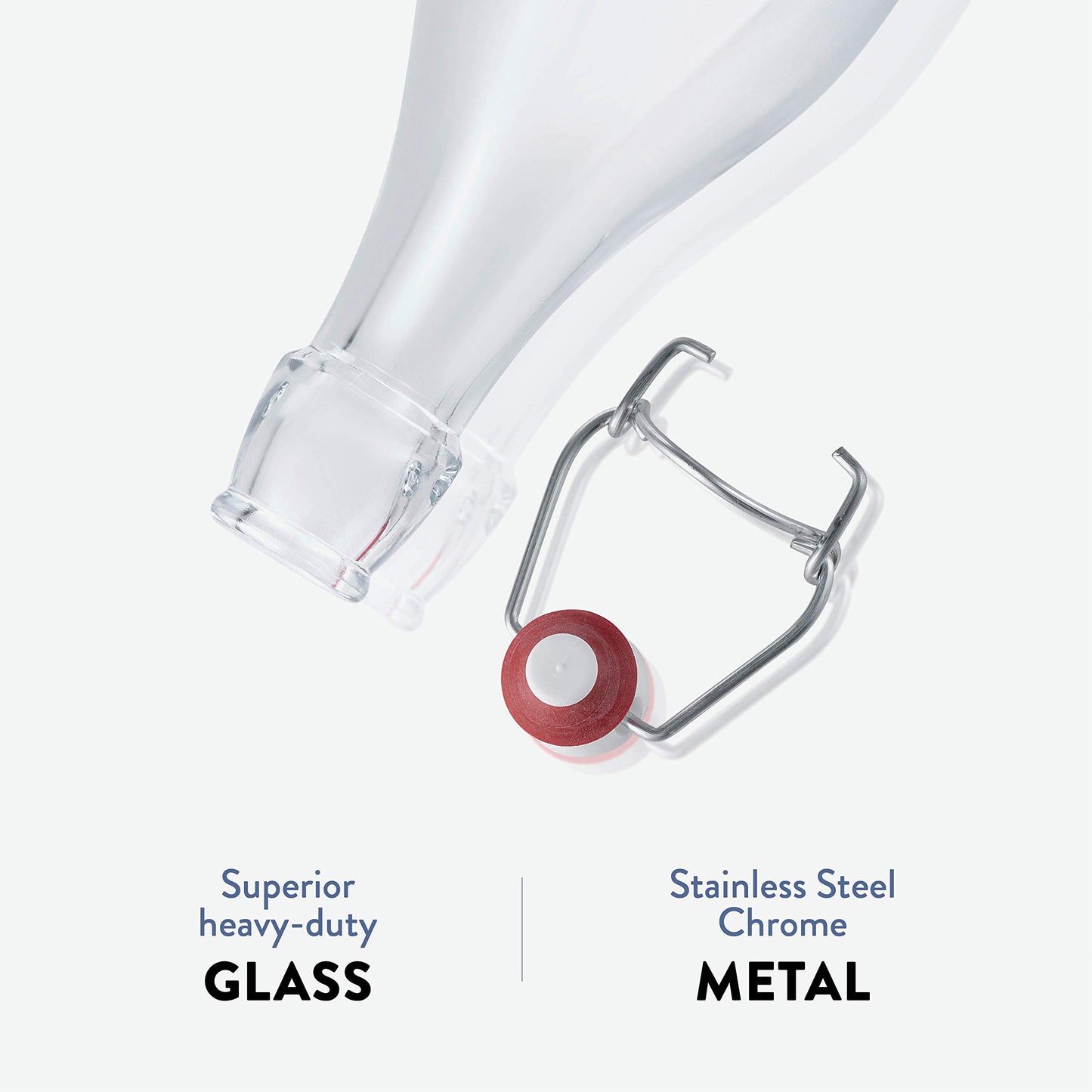 Bormioli Rocco Giara Swing Top Bottles (1 L, 6 Pack) | TRUE Shift Glass Beverage Storage