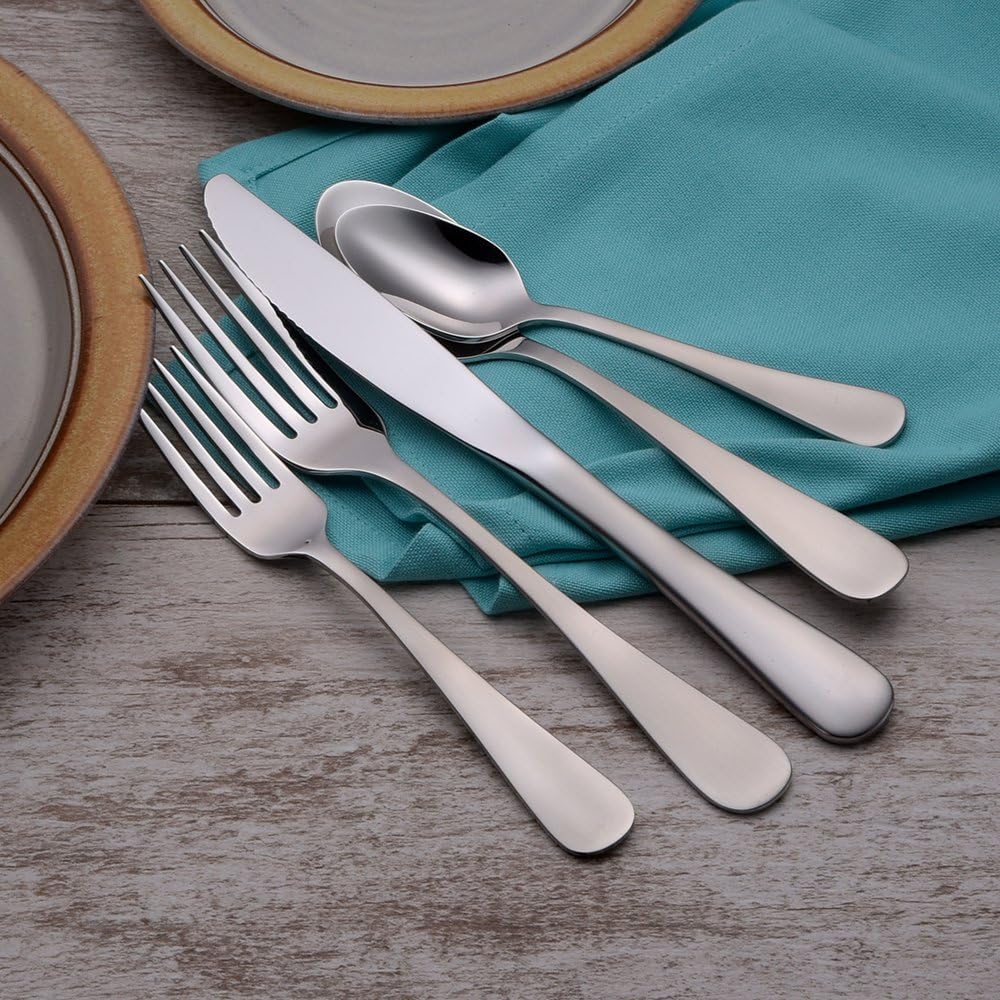 TRUE Shift Satin Annapolis 45‑Piece Flatware Set | Non‑Toxic Stainless, Made in USA