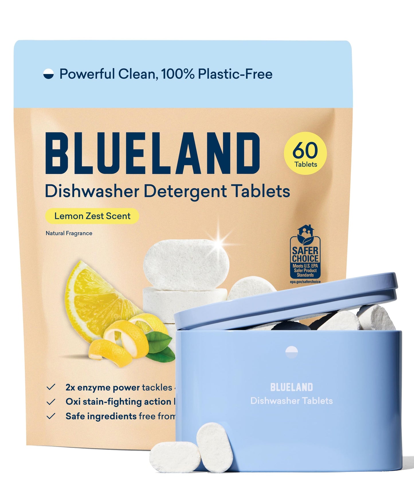 Blueland Dishwasher Detergent Tablets Starter Set – Plastic-Free & Plant-Based
